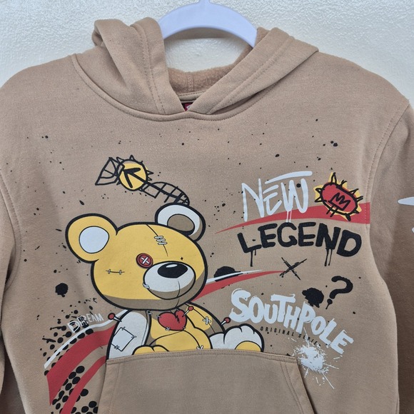 Southpole Teddy Bear Hoodie Youth Large 14/16 Brown Y2K - Picture 6 of 7